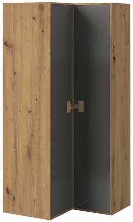meble INDEX 03 duża szafa rogowa narożna z półkami i drążkiem dąb artisan