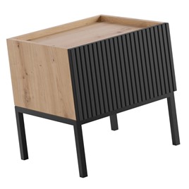 meble KOME 06 nakastlik stolik szafka nocna na nóżkach dąb artisan czarny