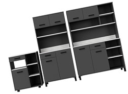 meble kuchenne LINDA bufet 80+120+R7 szafka kawiarka kredens antracyt beton