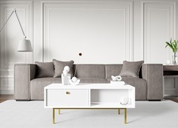 FLOW ława nowoczesny stolik kawowy z szufladą do salonu biały biały połysk
