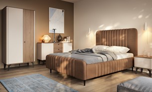 meble AURENA #6 sypialnia szafa łóżko komoda szafka nocna orzech cashmere