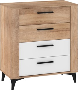 meble MIGES 05 komoda z szufladami do salonu sypialni dąb sonoma biały poły