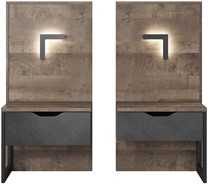 Meble DENAR O 2x stolik szafka nocna z oświetleniem industrialna dąb matera