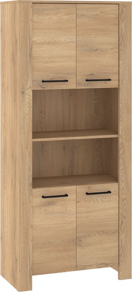 meble DELIS 09 wysoki regał z drzwiami półkami dąb cremona