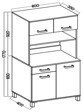 meble kuchenne LINDA bufet 80+120 szafka kawiarka kredens antracyt beton sm