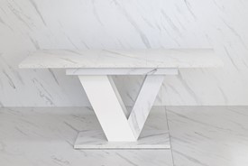 DUBAI nowoczesny stół rozkładany do salonu jadalni 120x80 biały marmur bia.