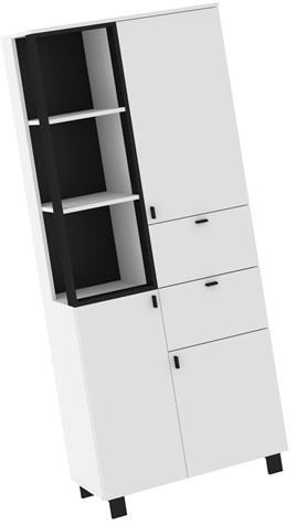 meble GAVES 10 szafka wysoki regał z szufladami drzwiami biały czarny