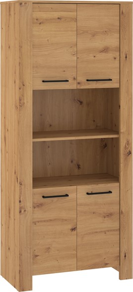 meble DELIS 09 wysoki regał z drzwiami półkami dąb artisan