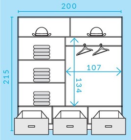 CA31-20 szafa przesuwna z szufladami lustrem lamelami cashmere kaszmir ukS