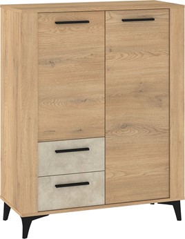 meble MIGES 08 regał z szufladami drzwiami na nóżkach dąb cremona granada m