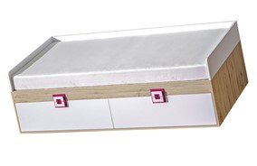 meble NICO 14 łóżko dziecięce młodzieżowe 90x200 bez mat. dąb biały róż