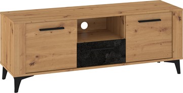 meble MIGES 10 komoda stolik szafka RTV na nóżkach dąb artisan beton czarny