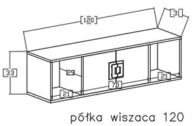 meble NICO 12 szafka półka wisząca ścienna na książki dąb jasny biały