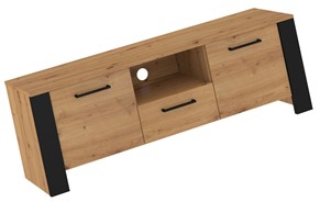 meble DELIS 10 komoda stolik szafka RTV 140 dąb artisan czarny