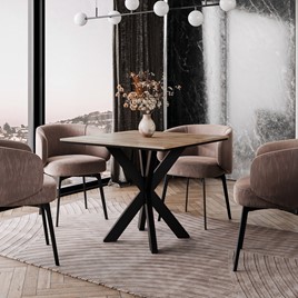 PARO nowoczesny loftowy stół kwadratowy do salonu jadalni dąb wotan czarny