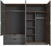 Meble DENAR F industrialna szafa czterodrzwiowa z szufladami lustrem loft