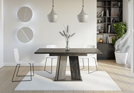 DOHA nowoczesny stół rozkładany do salonu jadalni 120x80 marmur royal czarn