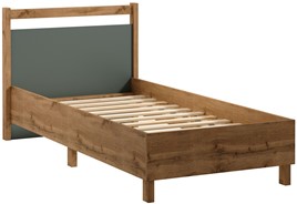 meble INDYGO L90 łóżko pojedyncze 90x200 do sypialni bez mat dąb wotan ziel