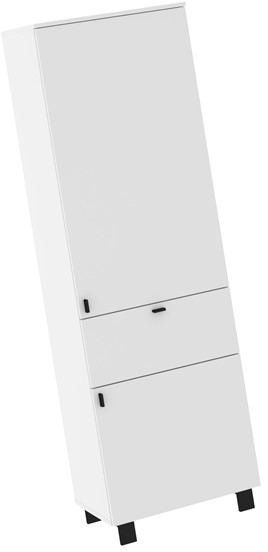 meble GAVES 07 regał z półkami szufladą zamknięty loft biały czarny