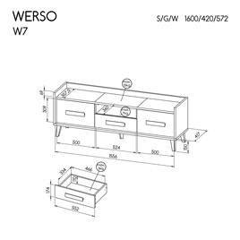 meble WERSO 07 nowoczesna komoda stolik szeroka szafka RTV 160 na nóżkach