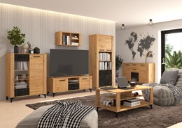 meble MIGES #1 pokojowe witryna komoda RTV półka regał artisan beton czarny