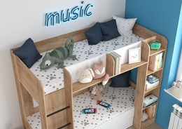 Łóżko piętrowe dziecięce młodzieżowe 2 osobowe 80x200 EVEST sonoma biały