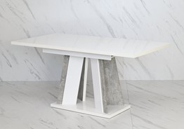 DOHA nowoczesny stół rozkładany do salonu jadalni 120x80 biały połysk beton