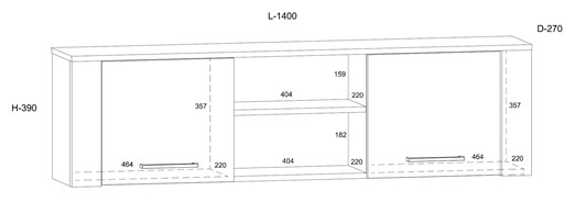 meble DELIS 13 szafka półka wisząca ścienna z drzwiami dąb cremona gr migda