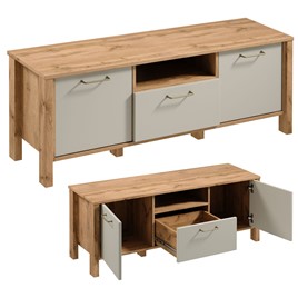 meble INDYGO RTV1S komoda stolik szafka RTV z szufladą dąb wotan beż