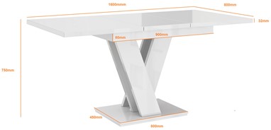 MASIV nowoczesny stół rozkładany do salonu jadalni 120x80 czarny połysk