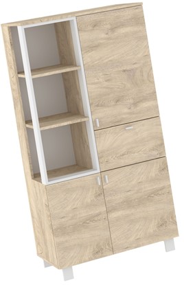 meble GAVES 09 szafka regał z półkami loft do salonu dąb endgrain biały