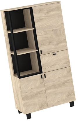 meble GAVES 09 szafka regał z półkami loft do salonu dąb endgrain czarny