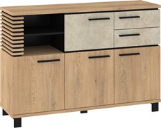 meble MILAR 04 komoda z szufladami 4d2s dąb cremona granada migdał / czarny
