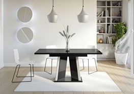 DOHA nowoczesny stół rozkładany do salonu jadalni 120x80 czarny poł./ beton