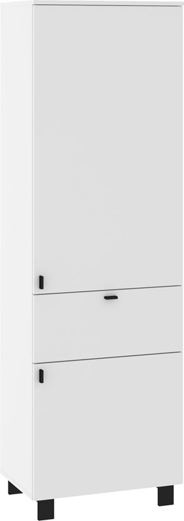 meble GAVES 07 regał z półkami szufladą zamknięty loft biały czarny