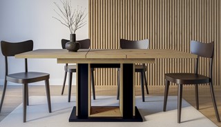 FOREST nowoczesny stół rozkładany do salonu 140/180x90 dąb artisan / czarny