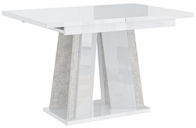 DOHA nowoczesny stół rozkładany do salonu jadalni 120x80 biały połysk beton