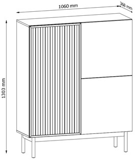 meble SAORI K3D szafka komoda z drzwiami lamelami do salonu dąb cremona