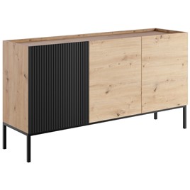 meble KOME 08 duża szafka komoda z drzwiami na nóżkach dąb artisan czarny