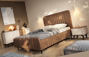 meble AURENA #5 sypialnia łóżko tapicerowane komoda szafka nocna cashmere