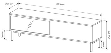 meble LENGI F komoda stolik szafka RTV z lamelami na nóżkach czarna dąb evo