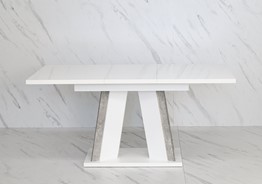 DOHA nowoczesny stół rozkładany do salonu jadalni 120x80 biały połysk beton