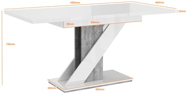MEVA nowoczesny stół rozkładany do salonu jadalni 120x80 biały p. czarny p.