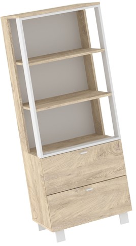 meble GAVES 08 regał z szufladami półkami do salonu loft dąb endgrain biały