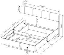 Meble SALY C łóżko 160 bez materaca + stelaż z siłownikami gazowymi artisan