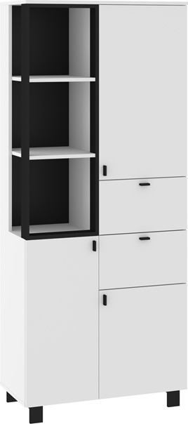 meble GAVES 10 szafka wysoki regał z szufladami drzwiami biały czarny