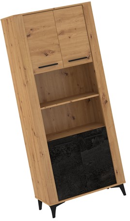 meble MIGES 09 wysoki regał z półkami drzwiami na nóżkach artisan beton cza