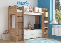 Łóżko piętrowe dziecięce młodzieżowe 2 osobowe 80x200 EVEST sonoma biały