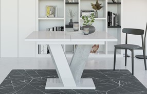 VINEY nowoczesny stół rozkładany do salonu jadalni 120x90 biały poł. beton