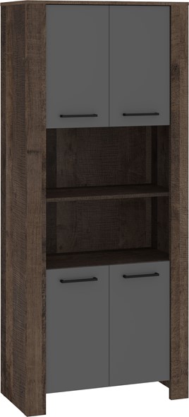 meble DELIS 09 wysoki regał z drzwiami półkami dąb grange grafit